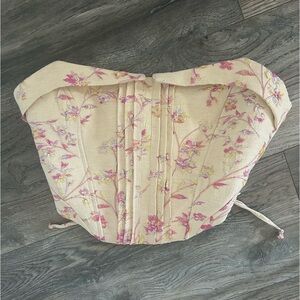 Berksha champagne gold embroidered tie back tube top corset like top small
